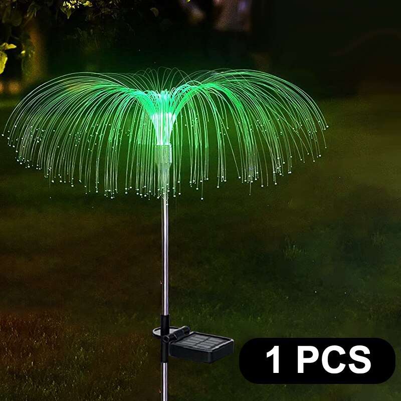Solar Jellyfish Lights Waterproof Garden Lights Fiber Optic Lights Luminous Charging Garden Decorative Lights: 1 pcs