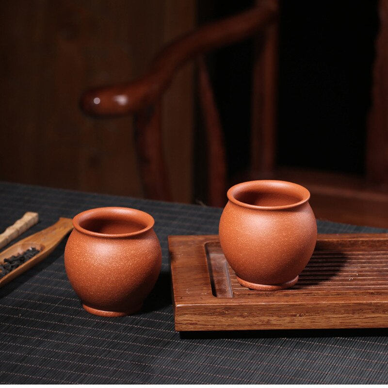 Taza de té de arcilla púrpura auténtica hecha a mano taza de té salud dragón sangre arena cerámica Kung Fu púrpura vaso de arena