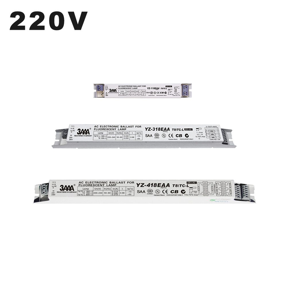 3AAA YZ-118EAA YZ-318EAA YZ-418EAA T8/TC-L 220V 1*18W 4*18W T8 Electronic Ballast For T8 Fluorescent Lamp Advertising Light Box