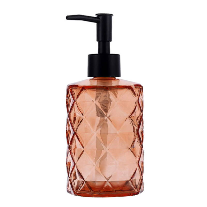 Black Glass Soap Dispenser Hand Sanitizer Bottle Bathroom Large Contain Liquid Storage Empty Bottles 330ML: Orange