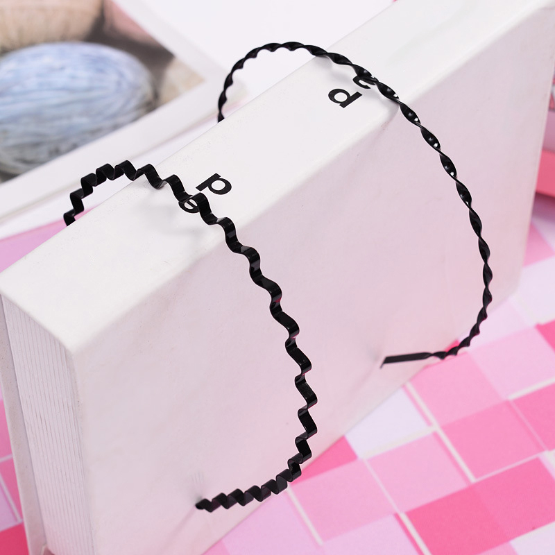 Metalen haarband voor mannen en vrouwen, unisex, zwarte golvende haarband, gezichtsreinigingshaarband, 5mm breedtes, eenvoudige sporthaarband, haaraccessoires