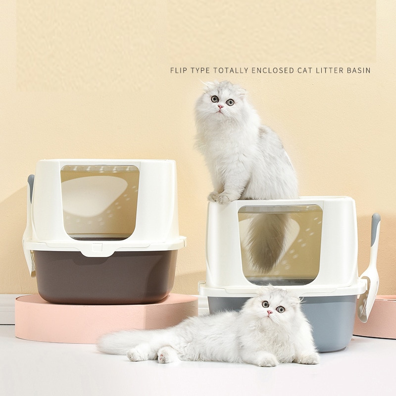 Caja de arena para gatos cerrada, antisalpicaduras Cajón Grande, desodorización, inodoro para gatos, extragrande, suministros para gatos