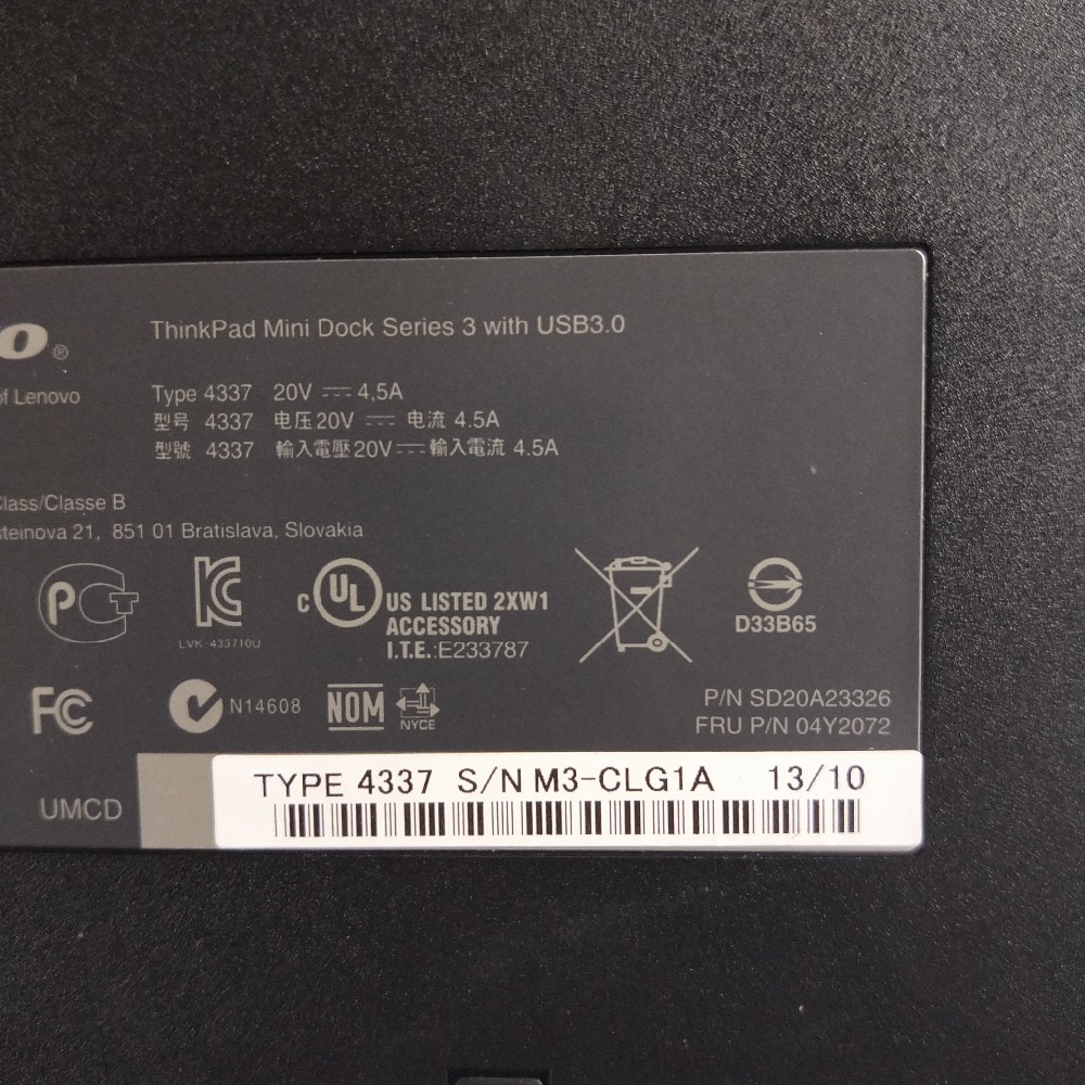 Oryginalna stacja dokująca robić Lenovo ThinkPad mini dok seria 3 z USB3.0 FRU SD20A23326 04Y2072 04W3587 typ 4337 bez adaptera