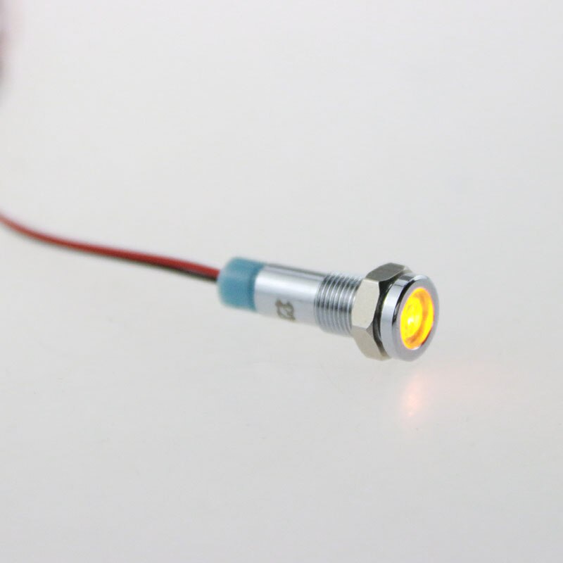1 stk metal blinklys 6 mm metal lys advarsel køretøj lampe 6v.12v.24v.36v.48 v 110v.220v: 12v gule