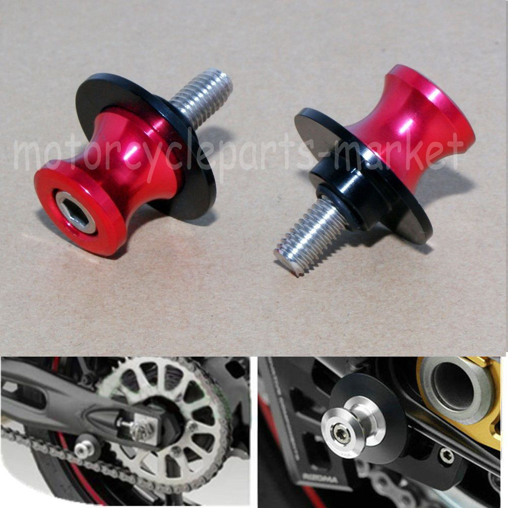 2x8 MM Motorcycle CNC Aluminium Swing Arm Paddocks Stand Spoelen Sliders Spoelen Voor Suzuki GSXR1300 Hayabusa 1999- TL1000S: Red