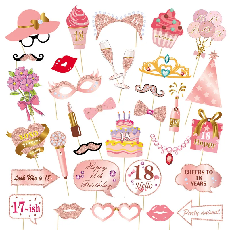 1Set Pink 18 21 30 40 50 60 Year Old Paper Handheld Photography Props Adult Happy Birthday Anniversary Party Decor Supplies: Deep Sapphire