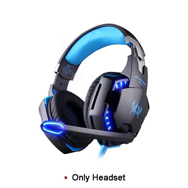 EACH G2000 Gaming Headset Deep Bass Stereo Game Headphone with Microphone LED Light for PC Laptop PS4+Gaming Mouse+Mice Pad: Only Headset