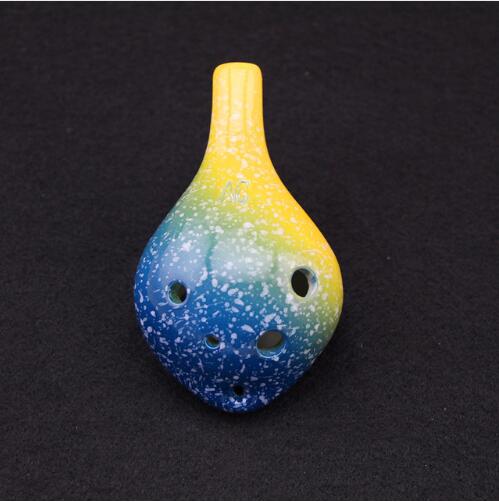 Serie de estrellas de Ocarina, 6 agujeros, 7 colores, cabeza redonda, Alto C, estilo de escritura a mano, instrumento Musical , para amantes: Color 6
