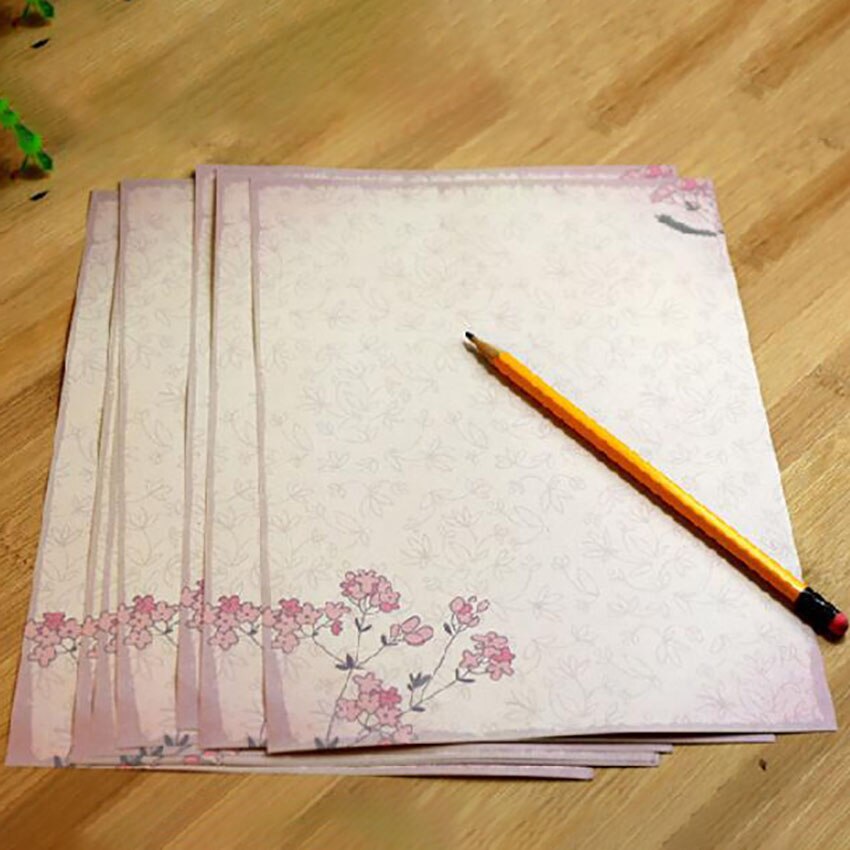 10 feuilles/ensemble Vintage Message écriture lettre papier fleur motif lettre Pad étudiant papier lettre pour bureau école: Flowering branch