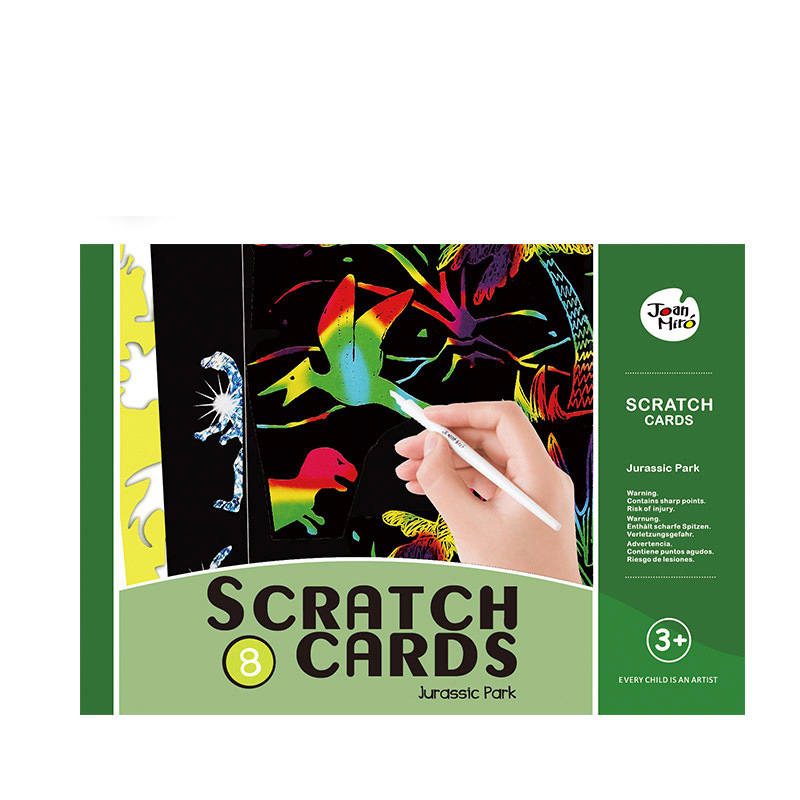 1 Set 6pcs 20x15cm Magic Color Scratch Art Paper Coloring Cards Scraping Drawing Toys for Children: Jurassic Park