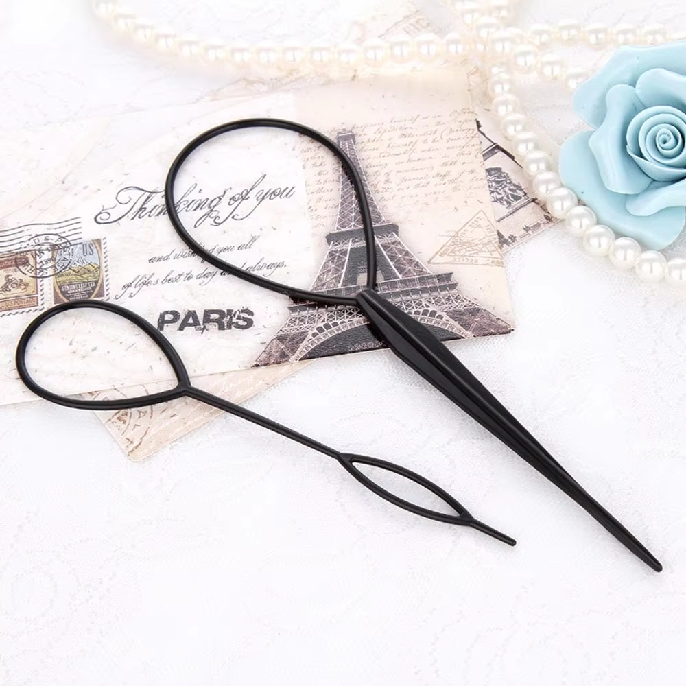 2 pçs/s et rabo de cavalo criador laço de plástico preto pônei topsy cauda clipe acessórios para o cabelo trança fabricante ferramenta estilo para mulheres meninas