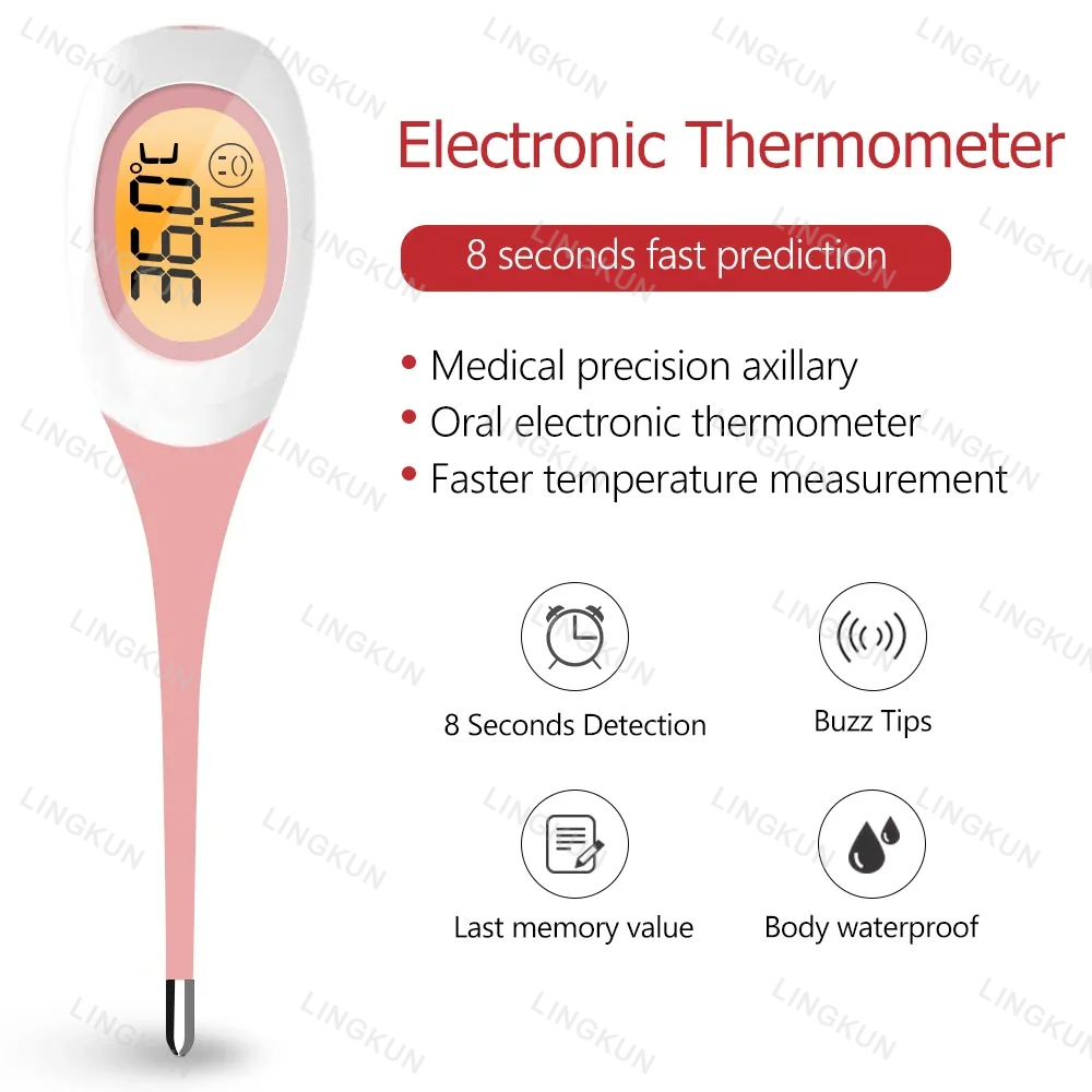 Termómetro rápido de silicona 8S para fiebre, termómetro Digital infrarrojo para el cuerpo Basal, pantalla LED de temperatura Rectal para axila Oral