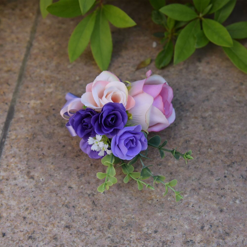 Kyunovia bryllup brudgomme knaphul revers nål blomst boutonniere brud armbånd prom tilbehør tilbehør fest håndled corsage  fe67