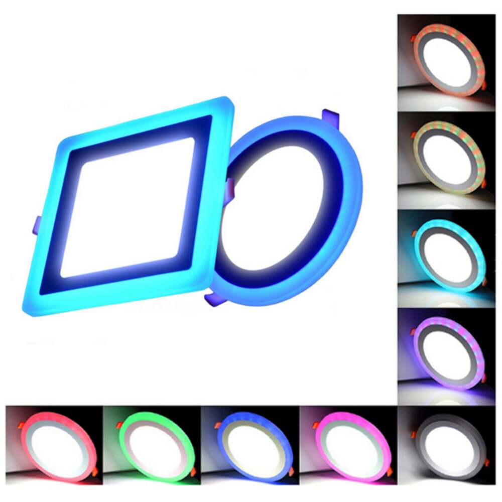 Dubbele Kleur Led Panel Licht 6W/9W/16W/24W AC85-265V Keuken Badkamer Verzonken plafondlamp Ronde/Vierkante Wit + Blauw