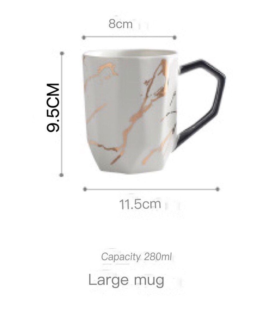 European Style Simple Black and White Marble Gold Ceramic Coffee Tea Set Hotel Household with Tray Teapot Cup Set Water Set: Large Mug