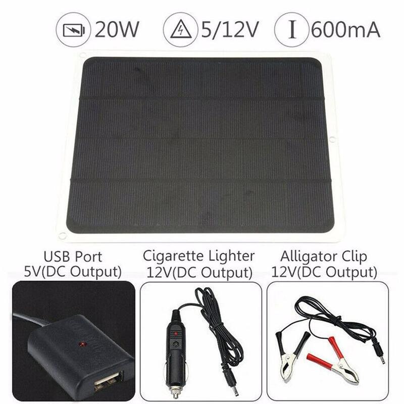 20W Solar Panel Flexible Mono Crystalline Silicon Outdoor Vehicle Automobile Battery Solar Panel G8Z0