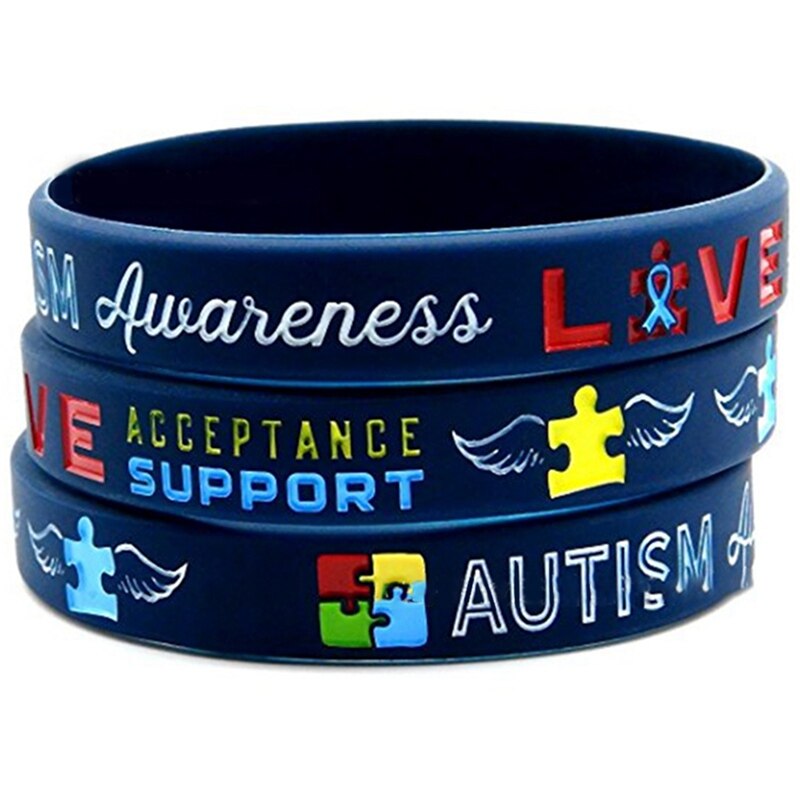 Autism Awareness Armbanden Awareness Creëert Veranderen Siliconen Polsbandje Blauw 1Pc