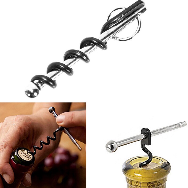 Mini Wijn Corkscrew Outdoor Kurkentrekker Met Sleutelhanger Draagbare Roestvrij Stalen Metalen Kurkentrekker Thuis Keuken Wijn Corkscrew