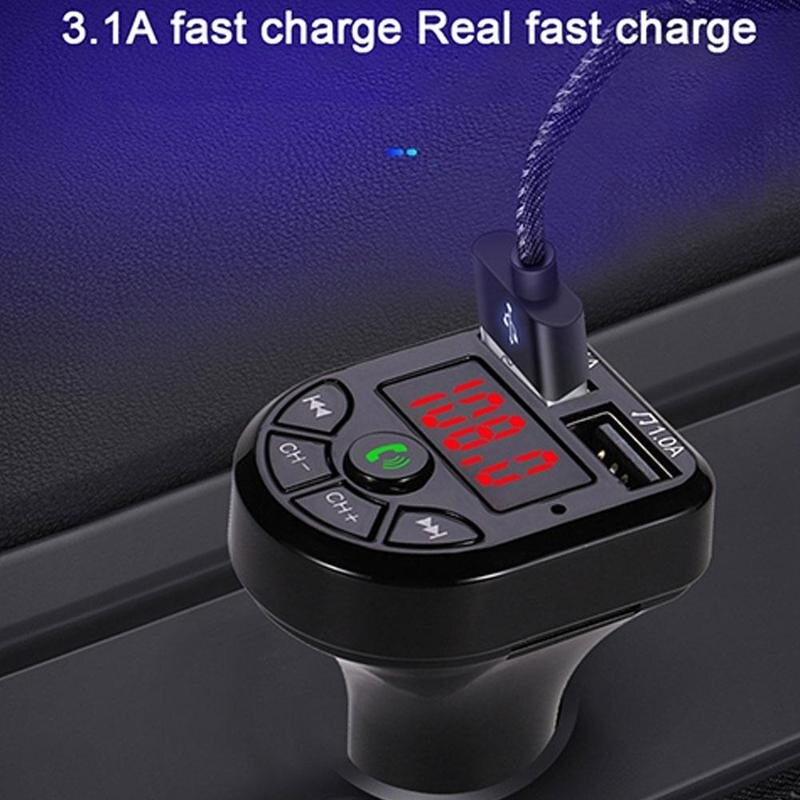 FM Transmitter Bluetooth Car MP3 Player Handsfree Car Gadgets Dual Charger Player Kit Music USB Car Accessories TF Disk U V7E1