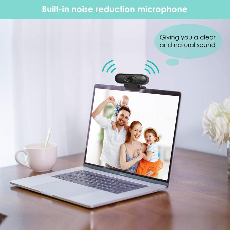 Webcam Full HD 1080P, 1080P, avec Microphone, pour ordinateur portable et de bureau, USB, avec Correction de la lumière