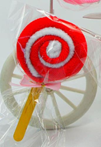 Toalla de algodón para pastel de piruleta, dulces de colores, , toalla encantadora para guardería, de cumpleaños y boda, 20 unids/lote: red