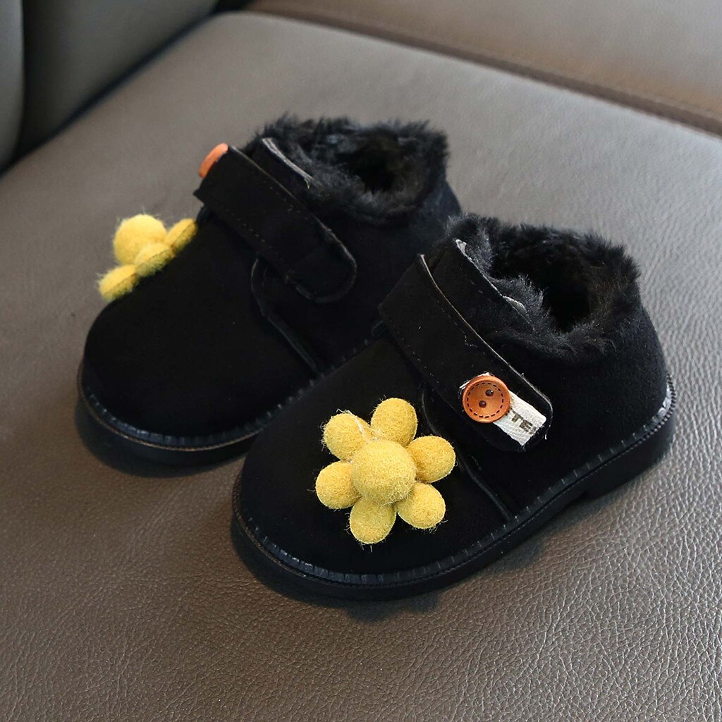 Kinderen Kid Baby Meisjes Laarzen Animal Prints Enkel Sport Korte Laarsjes Casual Bloem Katoenen Warme Schoenen Laarzen Meisjes Winter: Black / 21