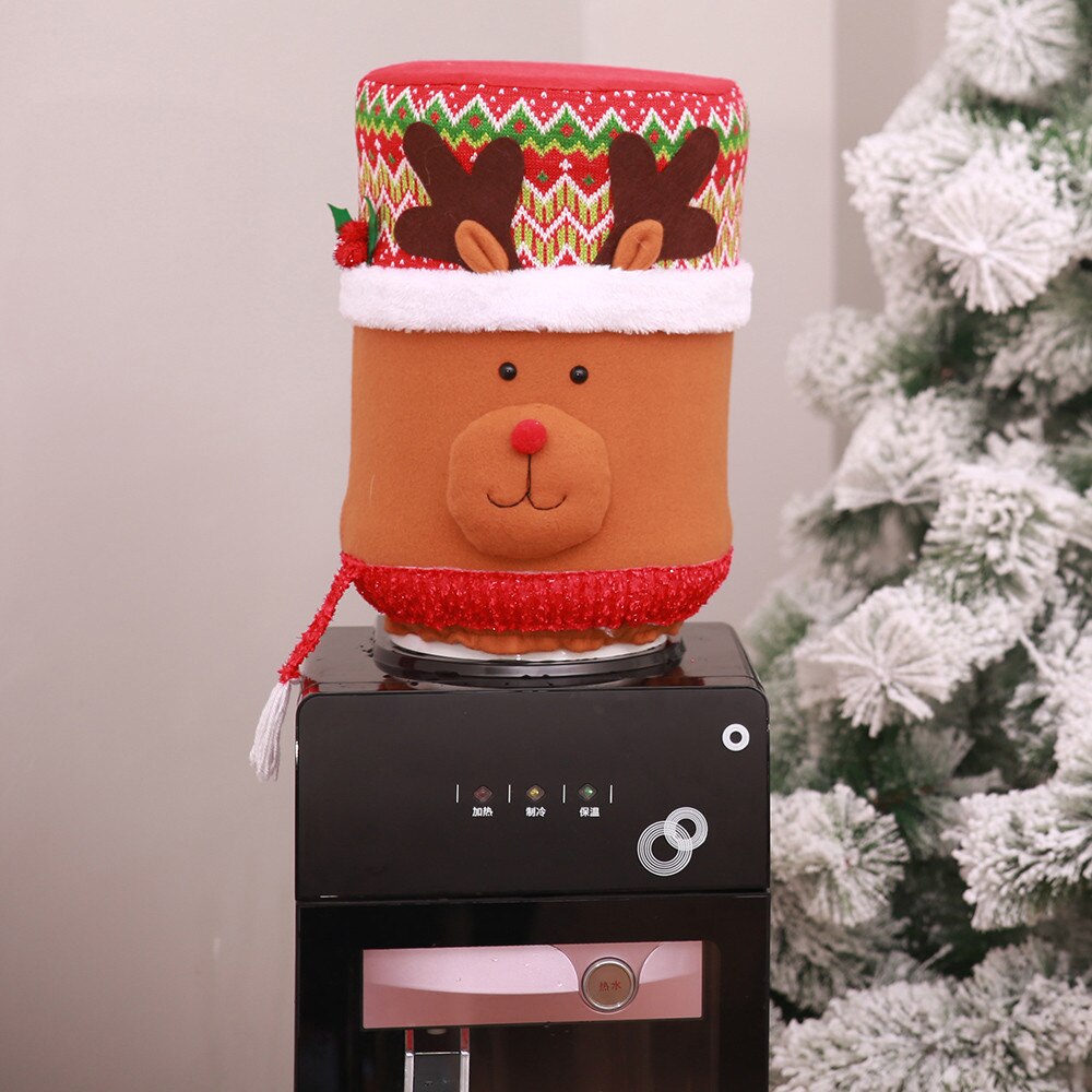 Dispensador de cubeta de agua con cubierta de polvo navideña, purificador de botellas, decoración navideña de Navidad, decoración para Feliz Año , , para decoración de hogar