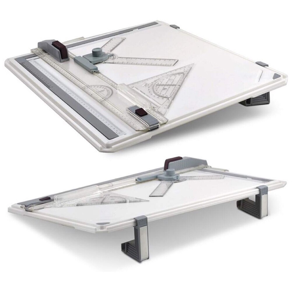 Portable A3 Drawing Board Draft Painting Board with Parallel Rulers Corner Clips Head-lock Adjustable Angle Art Draw Tools