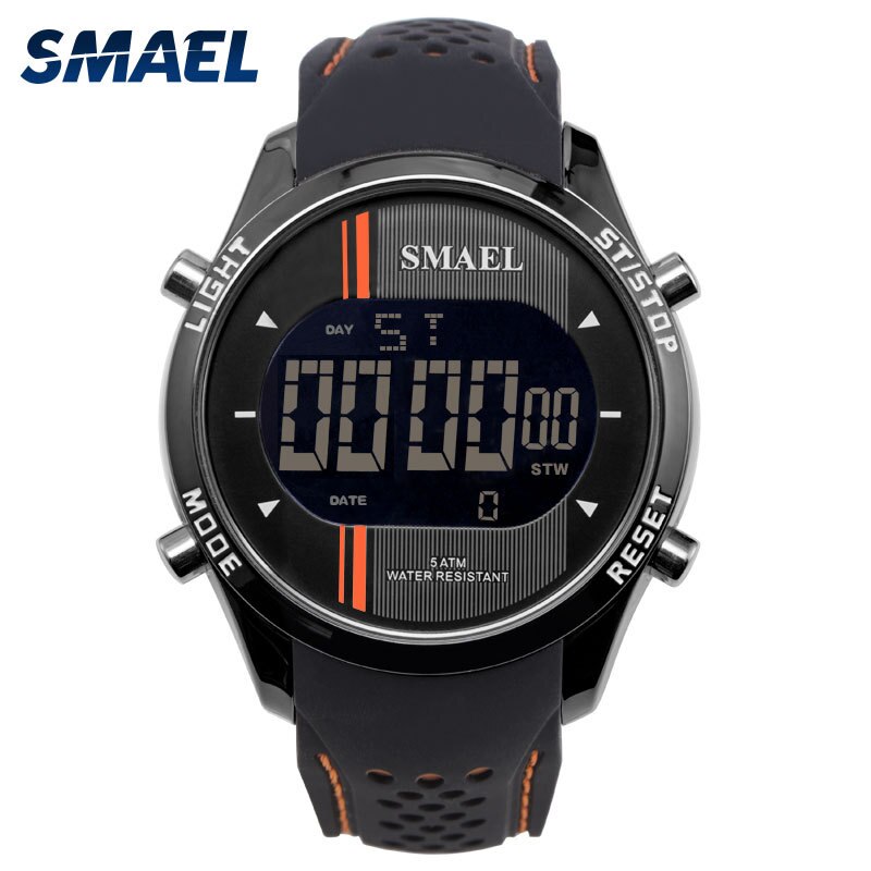 Smael 1283 Mannen Elektronische Horloge Datum Toont Outdoor Sport Rubber Riem Water Lichtgevende Horloge