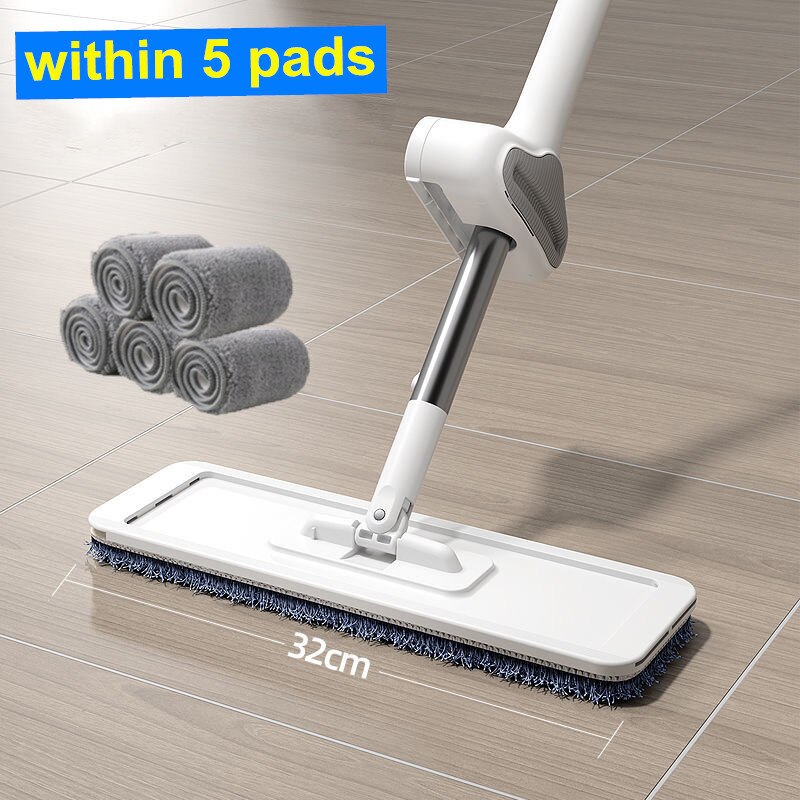 quetschen Mopp Mit Eimer Für Waschen Boden Selbst Reinigung Werkzeuge Flach Wischer Wringen Automatische Hause Helfen Faul Lappen Haus Blitz bietet: 32cm innerhalb 5 Pads