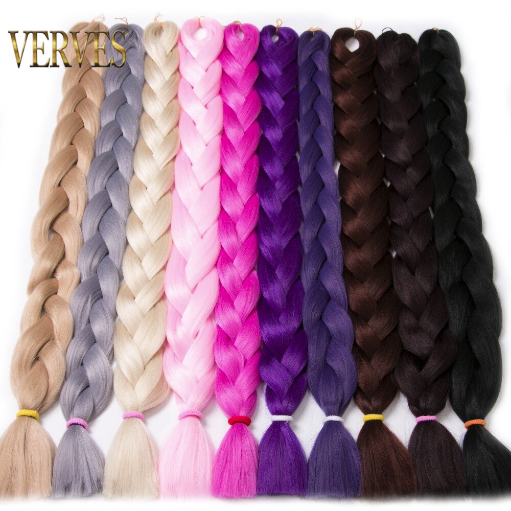 VERVES Vlechten Haar een stuk 82 inch Synthetische Warmte Fiber braid 165 g/stuk pure kleur gehaakte Jumbo Vlecht Hair Extensions