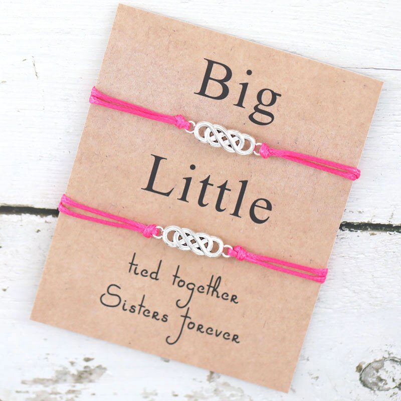 2 stuks/set twist big little sorority wish armband beste vriend infinity armband voor soul sister armband vriendschap: Rozenrood