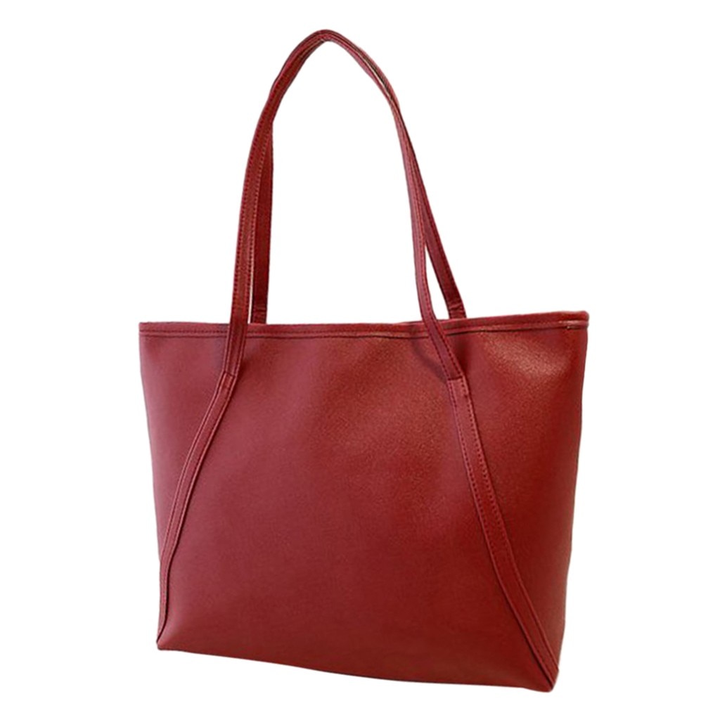 Femmes sacs à main Simple solide en cuir PU concepteur sacs à bandoulière haute capacité été sacs latéraux pour dames directe bolso mujer: Bourgogne