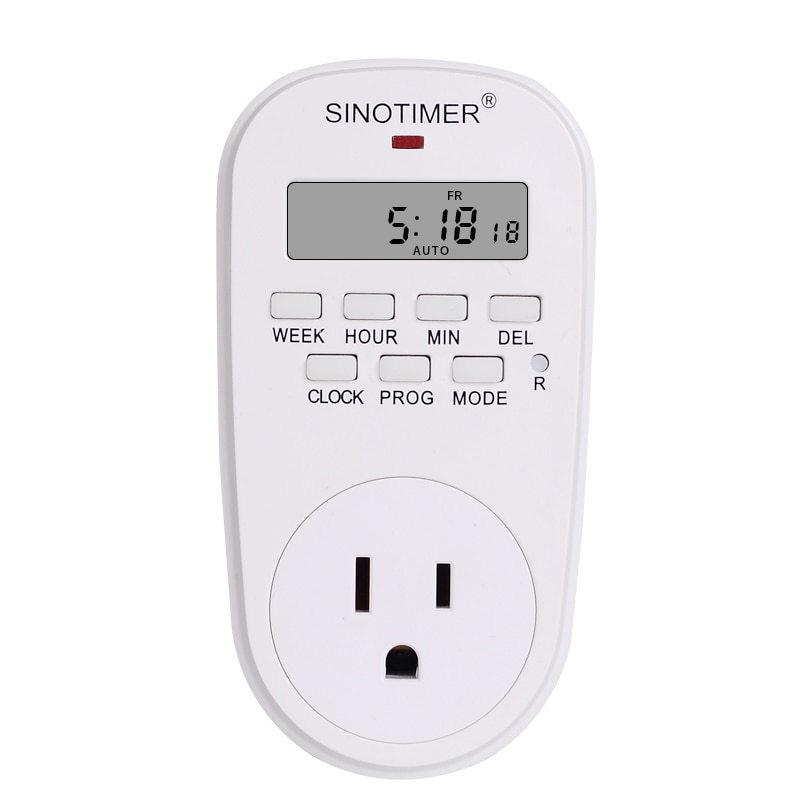 US Plug Outlet Electric 7 Day Weekly Programmable Digital Timer Socket Plug Switch Time Relay Wall Clock Power AC 120V 60Hz