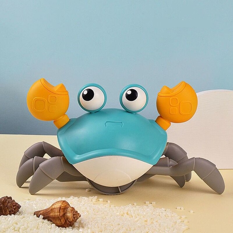 Child Bath Toy Big Crab Clockwork Baby Infant Water Classic Toy Beach Toys for Baby Drag Baby Bath Tub Summer Toys for Kids: A big blue crab