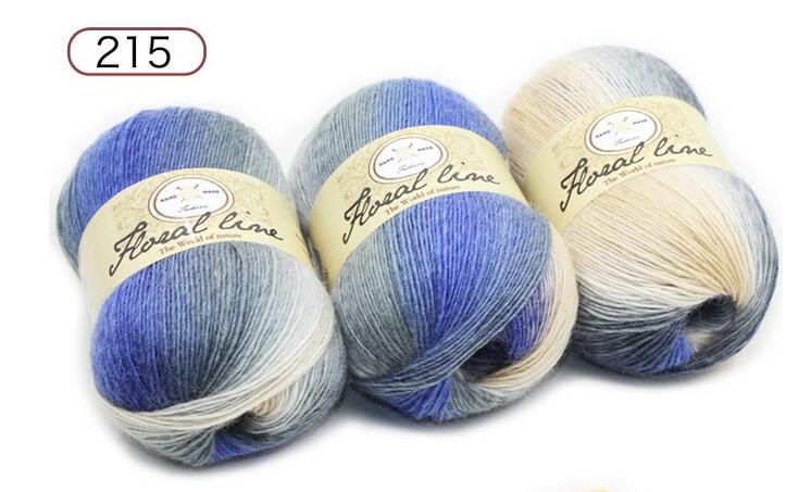 1pc = 100g sektioner farvet uld regnbue garn hånd strik hæklet tykt garn gør det selv håndværk varmt tørklæde sweater pude 360m: Farve 215