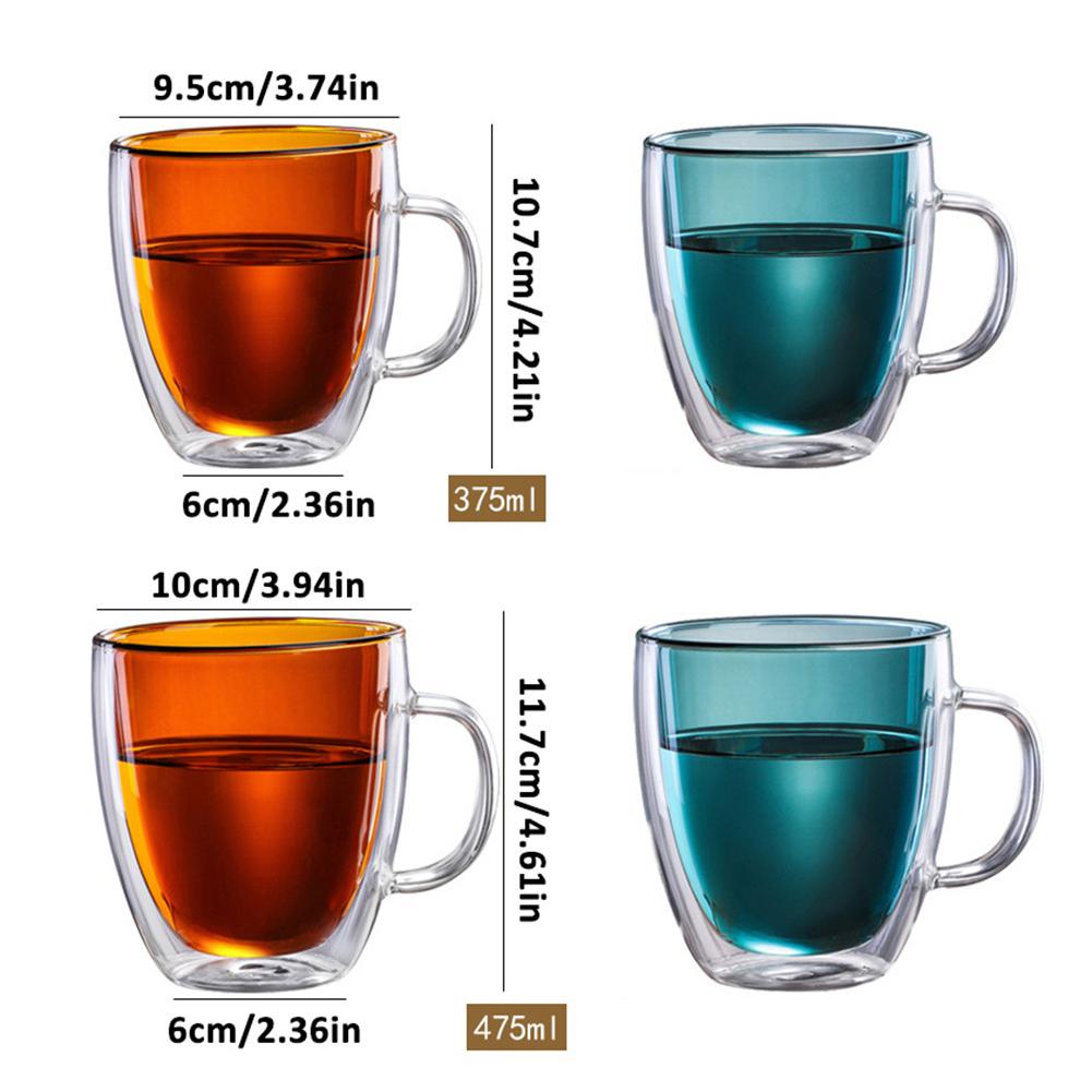 350/450ML Double Wall Glass Coffee Mug Heat-Resisting Handgrip Cup Water Milk Tea Cup Mini Double Layer Espresso Latte Mug