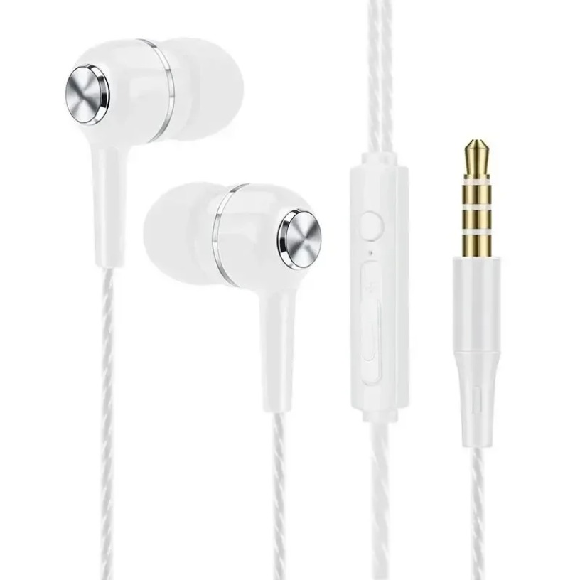 Mobile Phone Wired Headphones In-ear Simple With Mic Silicone Ear Tips Business Wired Headset Heavy Bass Music Earphone