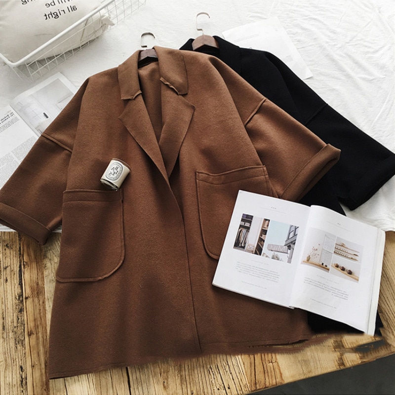 Bære en stor plus size uldfrakke til efterår og vinter kvindefrakke vinterfrakke høj trenchcoat vadim