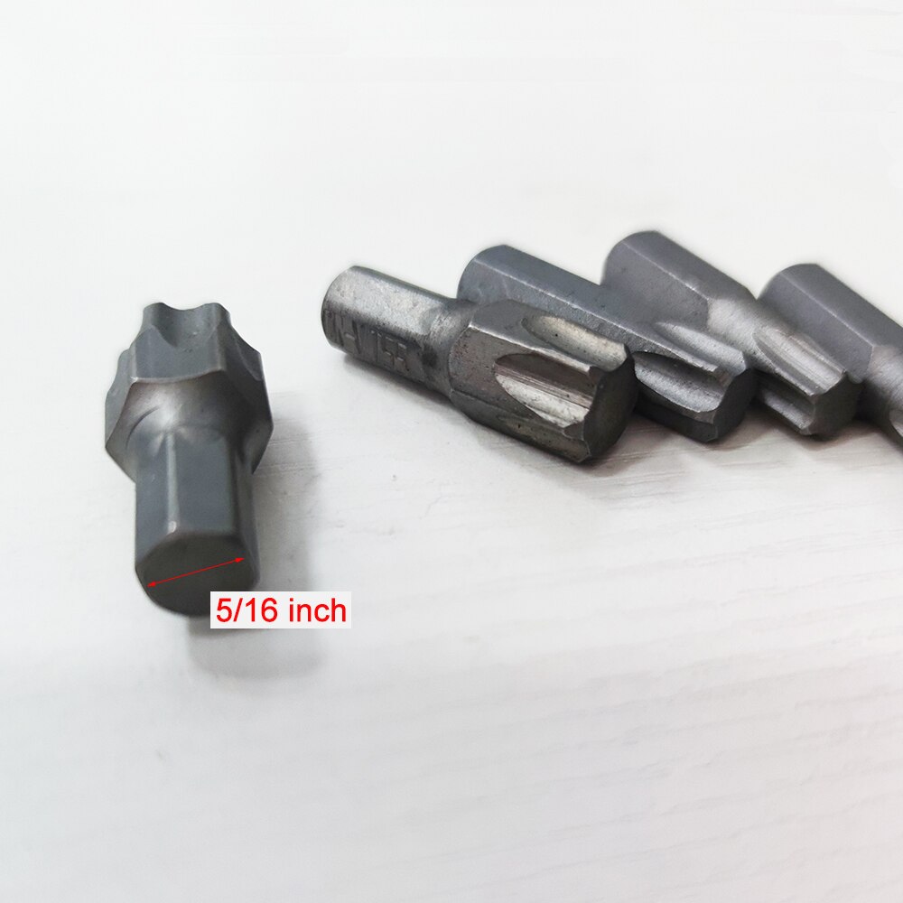 5pcs Torx T40 T45 T50 T55 T60 Screwdriver Bit Set Extra Big 5/16 Inch Shank Screw Driver Bits For Repair Hand Tool Star Bit Kit