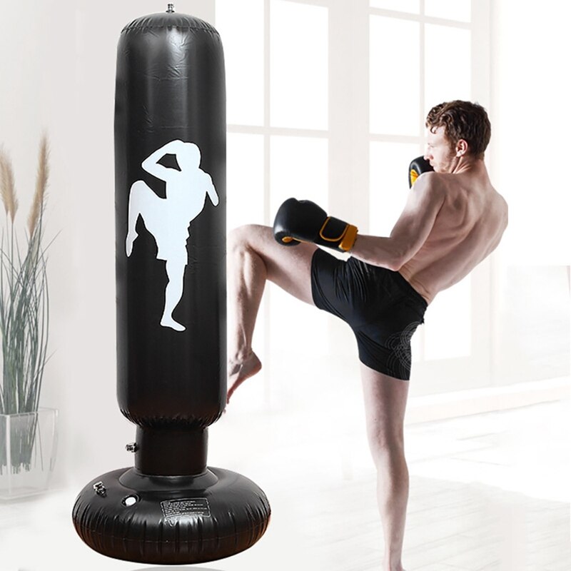 ELOS-Inflatable Punching Bag Inflatable Kids Punching Bag with Stand for Practicing Karate Taekwondo MMA Fitness Kids Adults