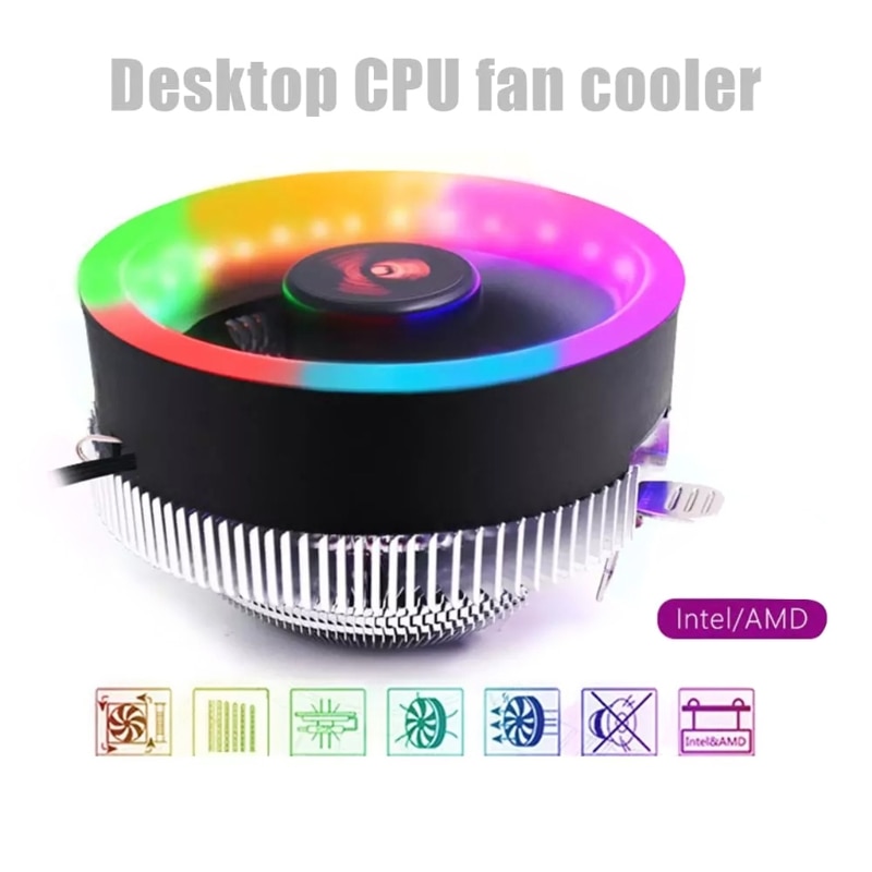 Q2 Rgb 3 Pin Cooling Fan Heatsink Computer Pc Cpu Cooler Radiator Voor Socket Lga 775 1150 1151 1155 1156 AM4 AM3 AM2 +