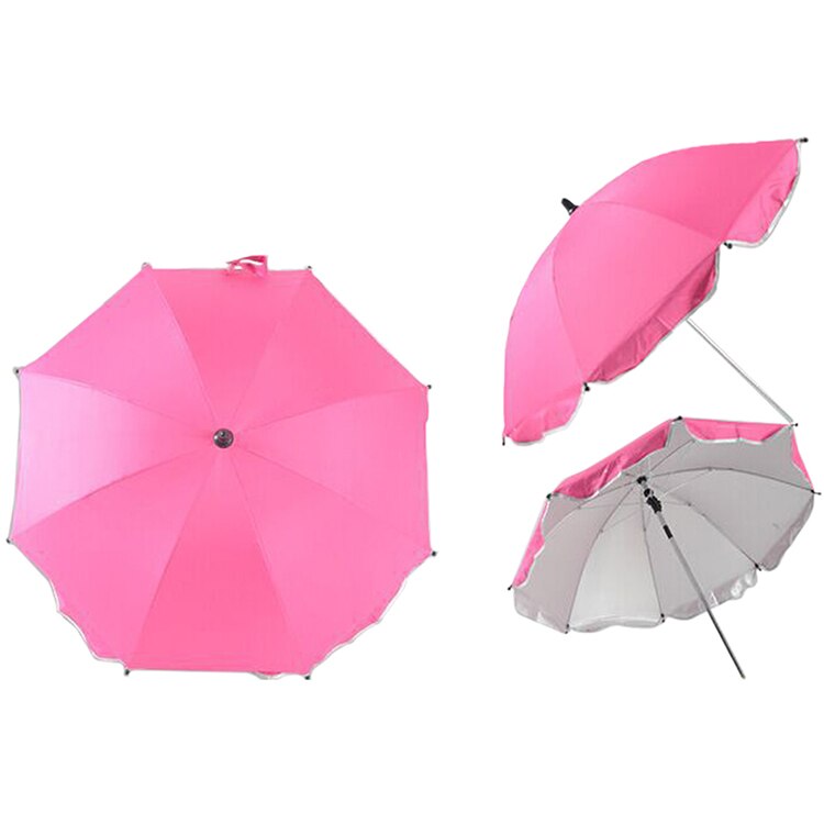 Sombrilla de cochecito de bebé de nailon Anti-UV cubierta de toldo de sol 360 paraguas de cochecito ajustables soporte elástico soporte de cochecito Accesorios: rose red