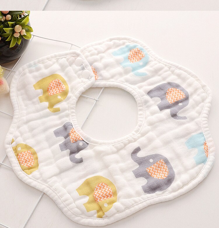 Baby Lätzchen 360 Grad Drehung 8 Schichten Blick Musselin Baby freundlicher Bandana Spucktuch Weiche Neugeborenen Speichel Handtuch Baby zeug: Elefant