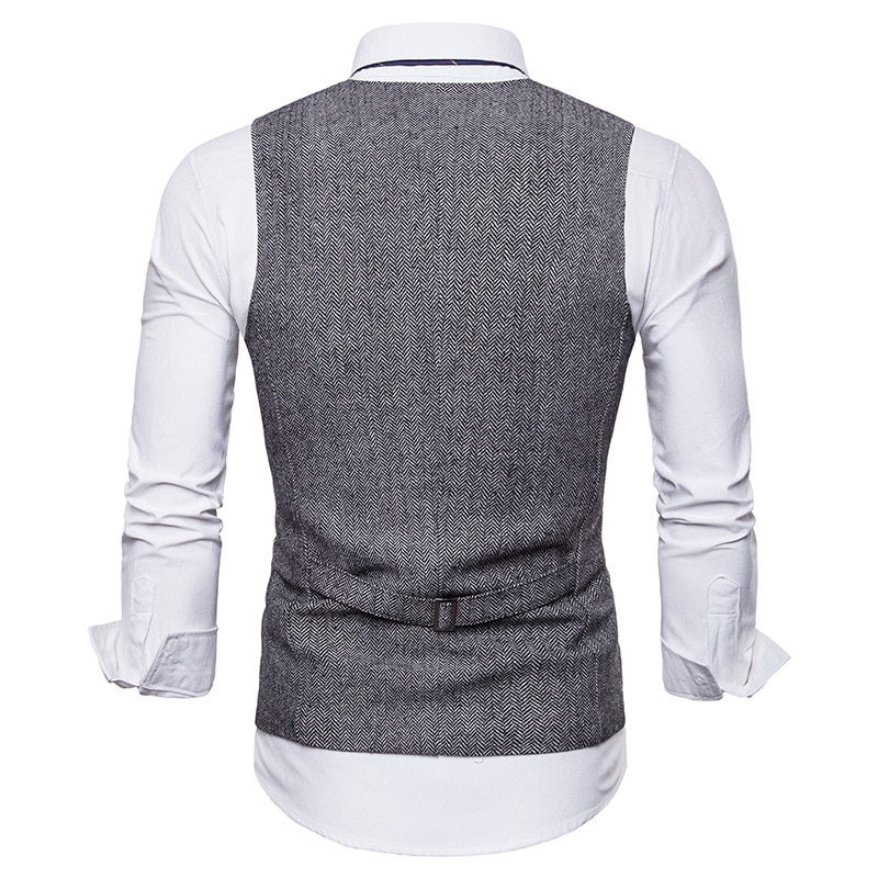Smart casual puku liivi miesten bisnesliivi liivi miesten juhlapuku liivi puku yksirivinen klassinen v-pääntie hääpaita