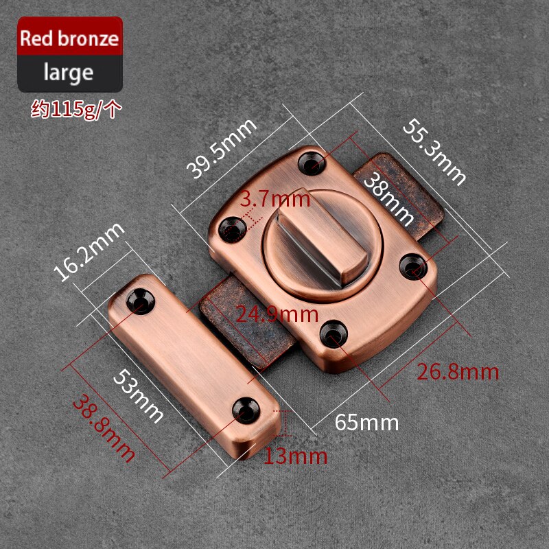 General zinc alloy brushed furniture bolt safety sliding door thickened cabinet latch door lock pin: Large red ancient