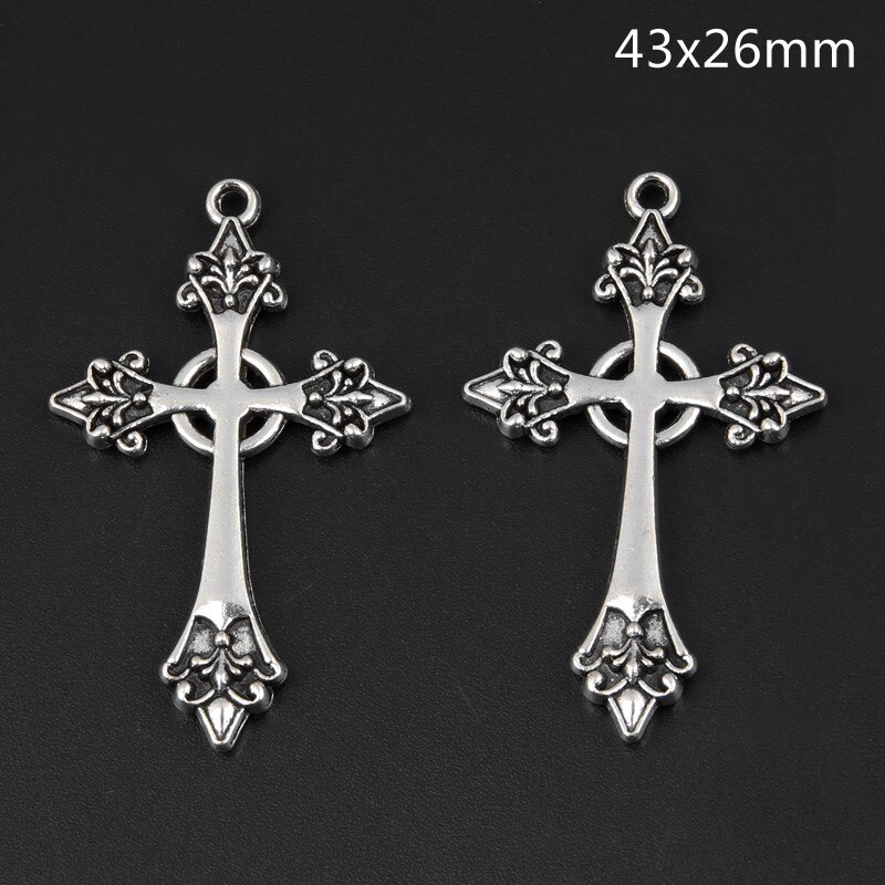 15 stks Zilver Kleur 43x26mm Jesus Cross Charms Religieuze Geloof Hanger Fit DIY Sieraden Maken Handgemaakte Accessoires: Default Title