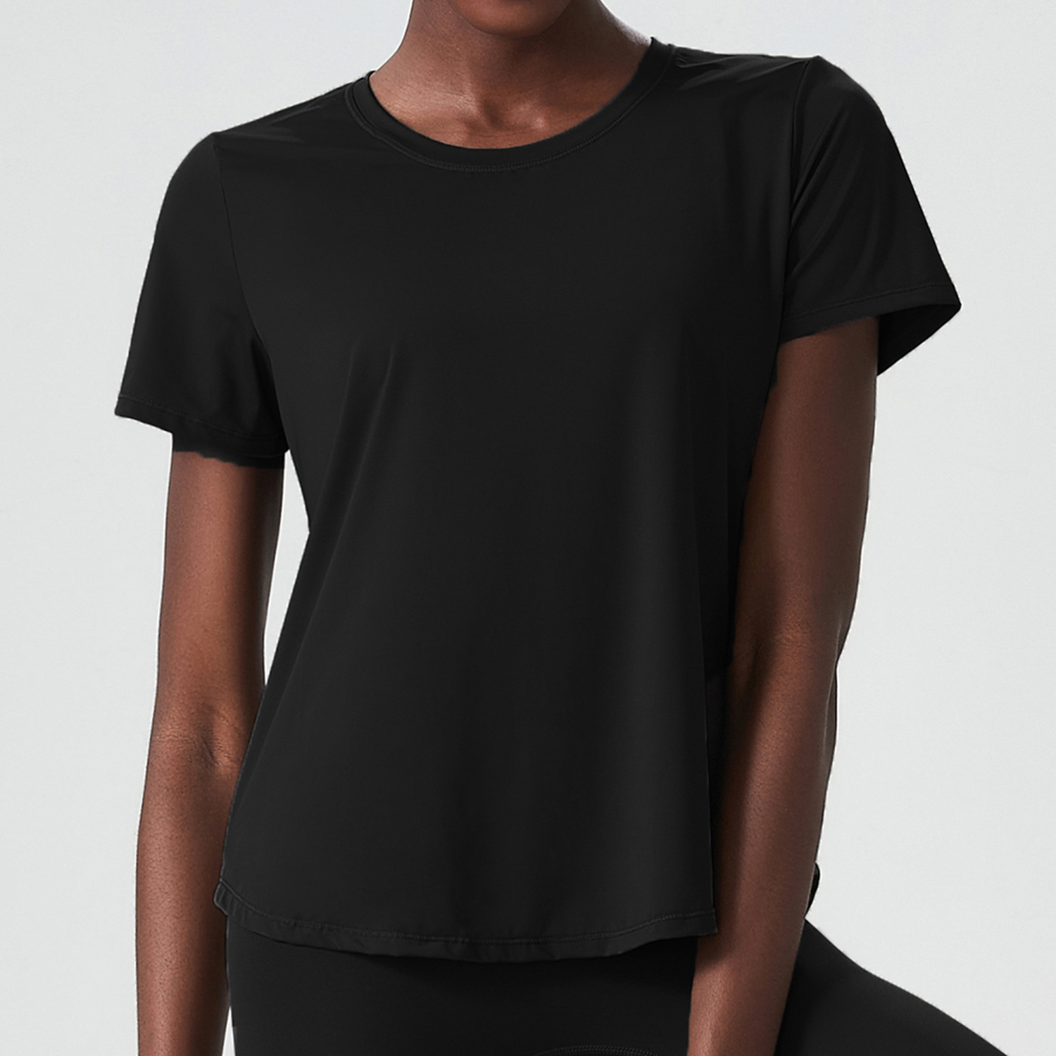 Camiseta de manga corta de Yoga para mujer, blusa suave de Color sólido, ligera y transpirable de secado rápido para gimnasio y correr, Verano: S / Beige
