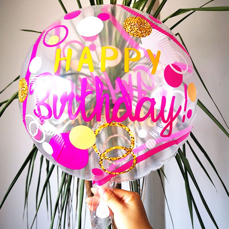 7 stk 18 tommer gennemsigtige fødselsdagsfolieballoner voksen fødselsdagsfest dekoration børn helium ballon tegneserie globos baby shower: Stil d