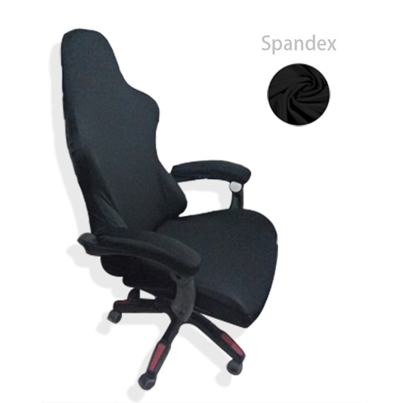 Stor størrelse sædebetræk til computer stol sædetaske stretch kontorstol betræk elastisk spandex stol betræk spisestue dække: Spandex-sort